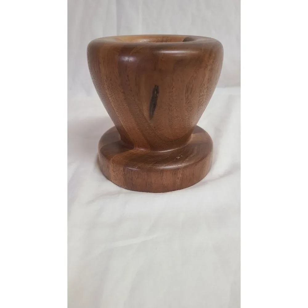 Wooden Mortar Solid No Pestle Unbranded Smooth Heavy